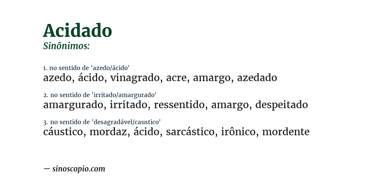 Sinônimo de acidado