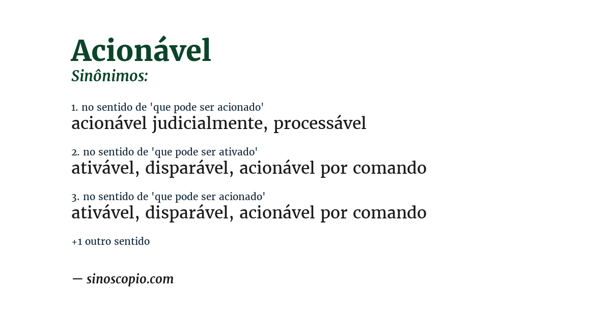 Sinônimo de acionável