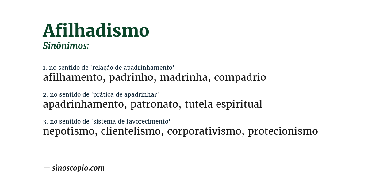 Sinônimo de afilhadismo