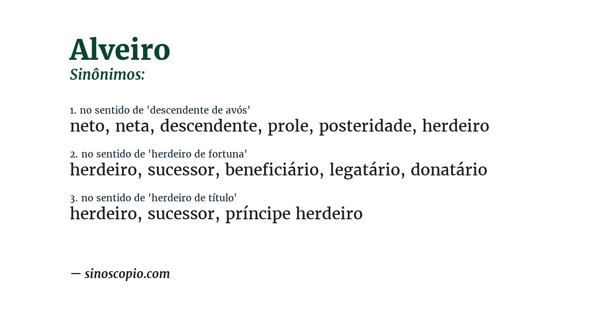 Sinônimo de alveiro