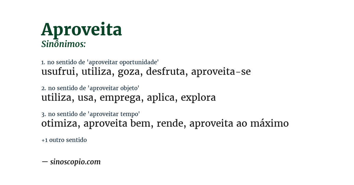 Sinônimo de aproveita