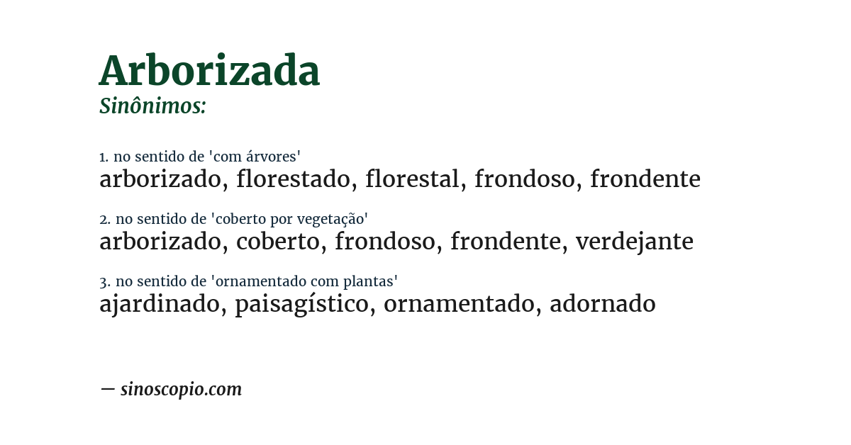 Sinônimo de arborizada