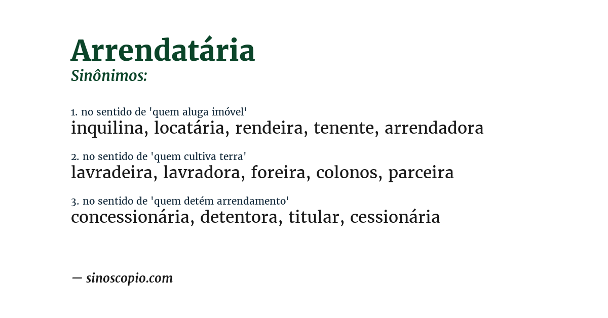 Sinônimo de arrendatária