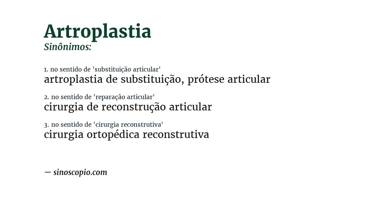 Sinônimo de artroplastia