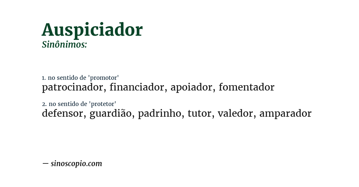 Sinônimo de auspiciador