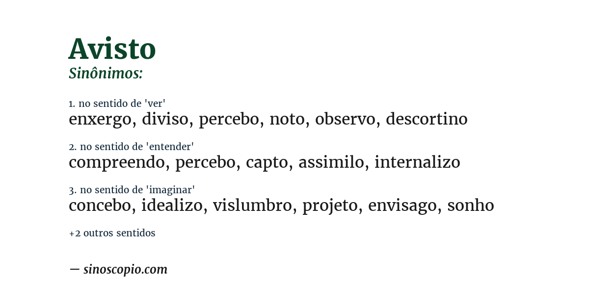 Sinônimo de avisto