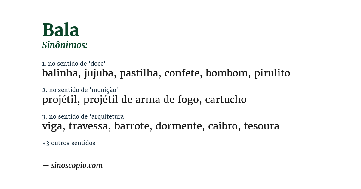 Sinônimo de bala