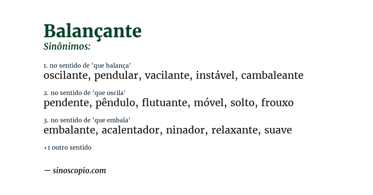 Sinônimo de balançante
