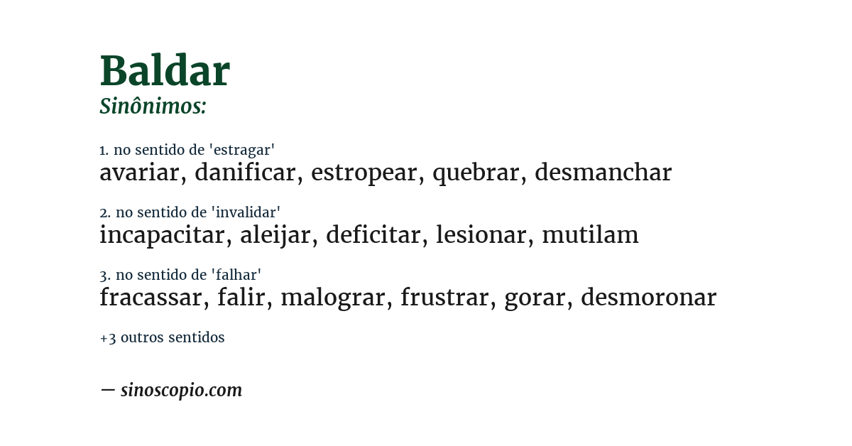 Sinônimo de baldar