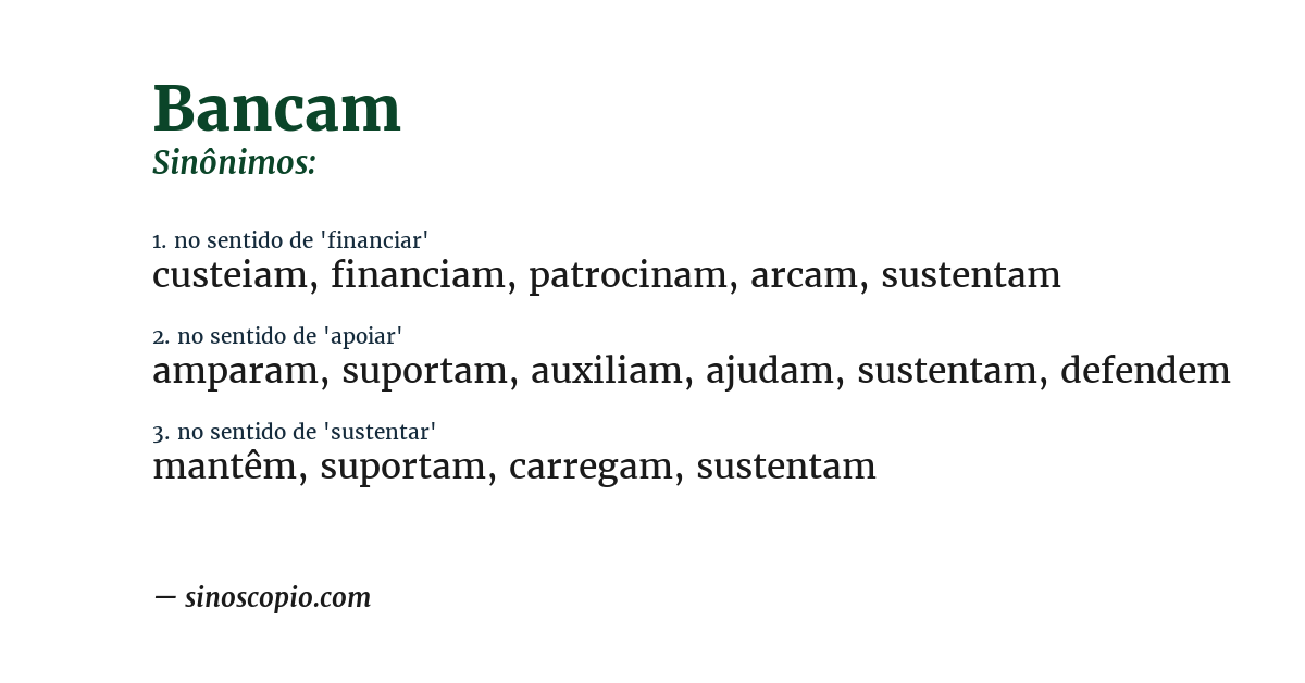 Sinônimo de bancam
