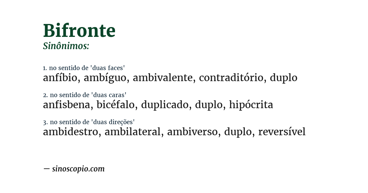 Sinônimo de bifronte