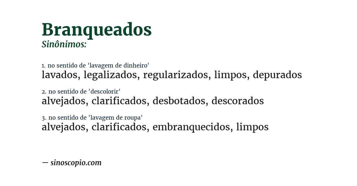 Sinônimo de branqueados