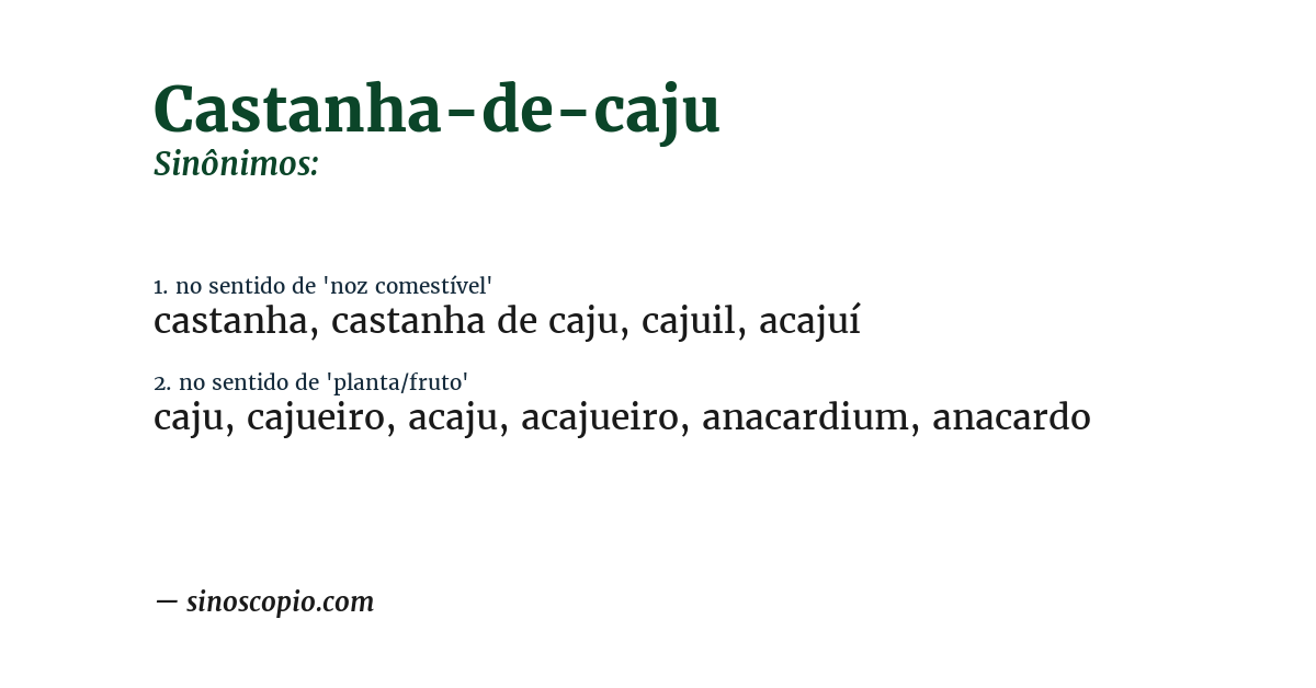 Sinônimo de castanha-de-caju