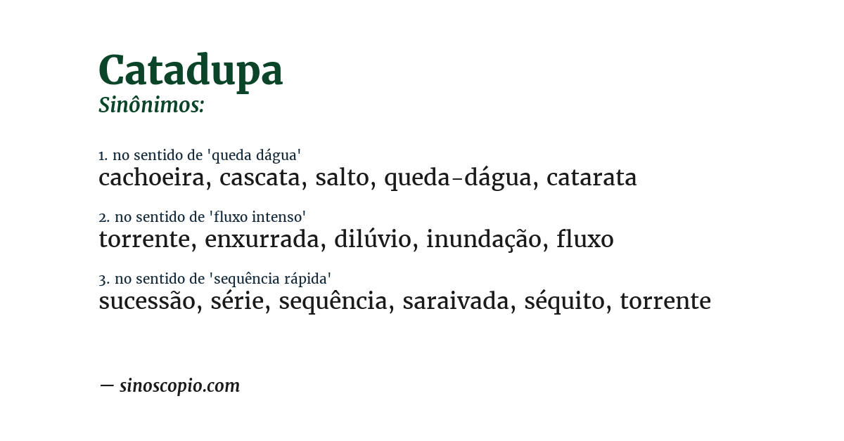 Sinônimo de catadupa