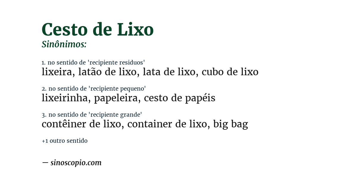 Sinônimo de cesto de lixo