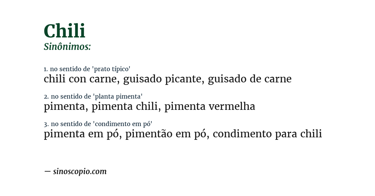 Sinônimo de chili