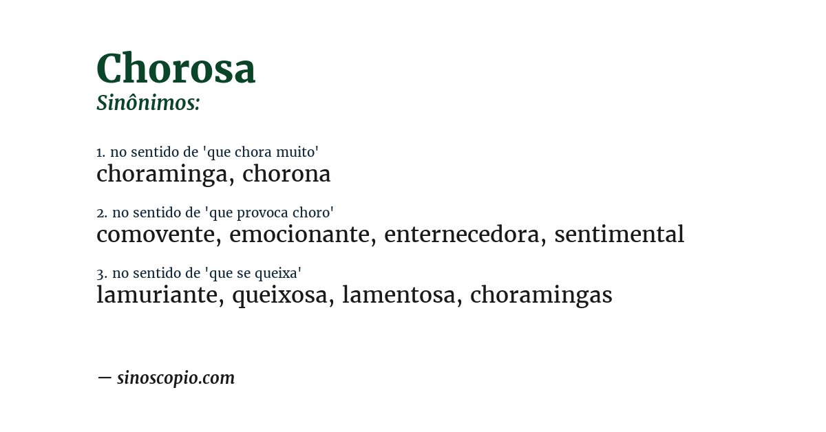 Sinônimo de chorosa