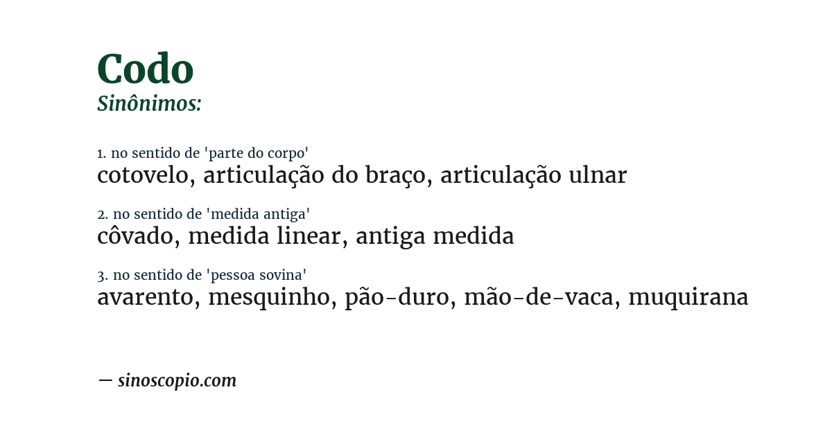 Sinônimo de codo