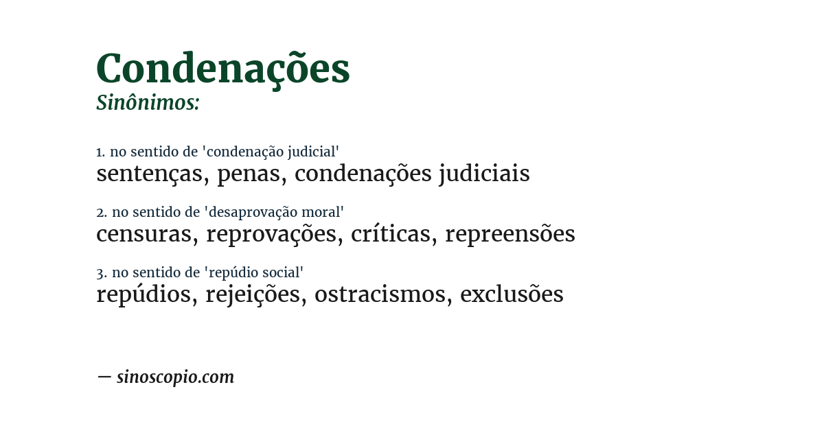 Sinônimo de condenações
