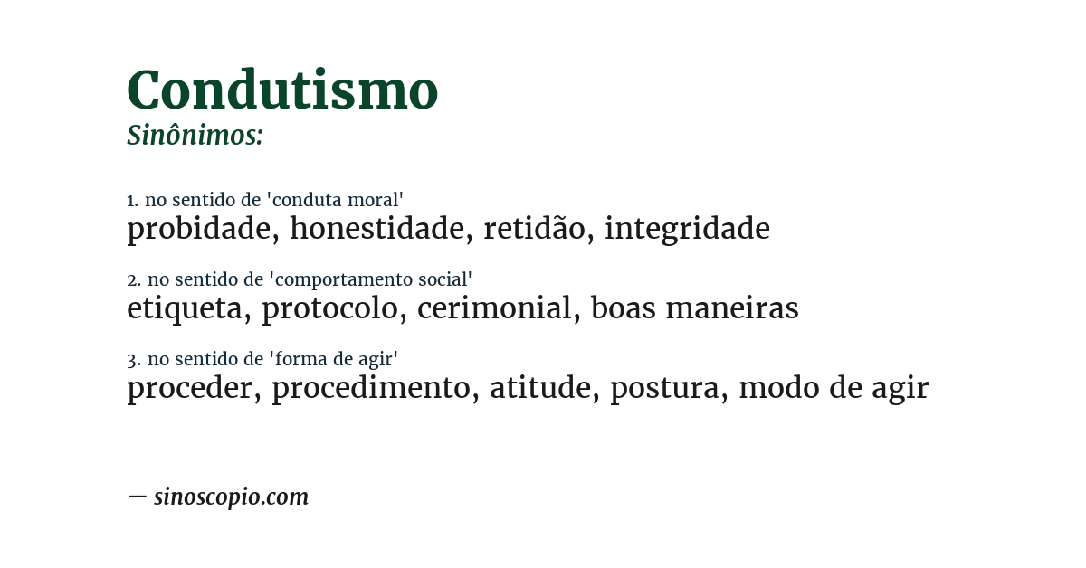 Sinônimo de condutismo