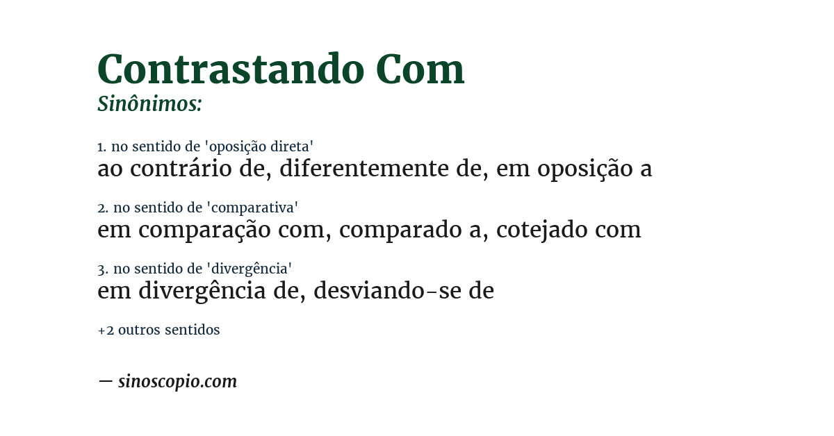 Sinônimo de contrastando com