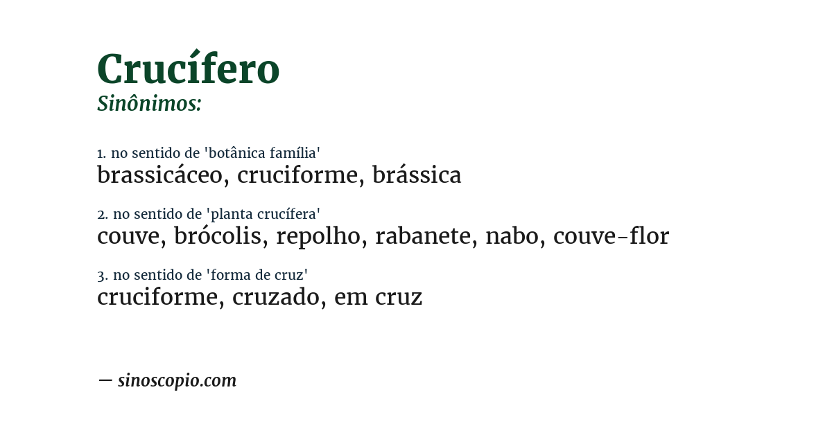 Sinônimo de crucífero