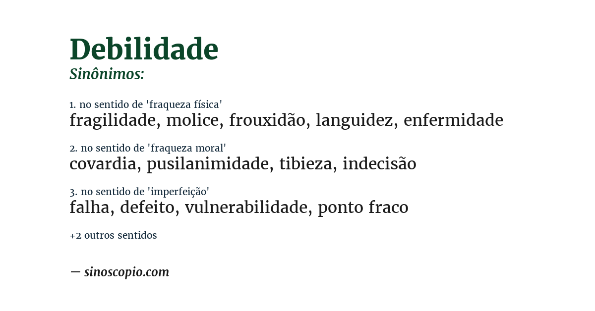 Sinônimo de debilidade