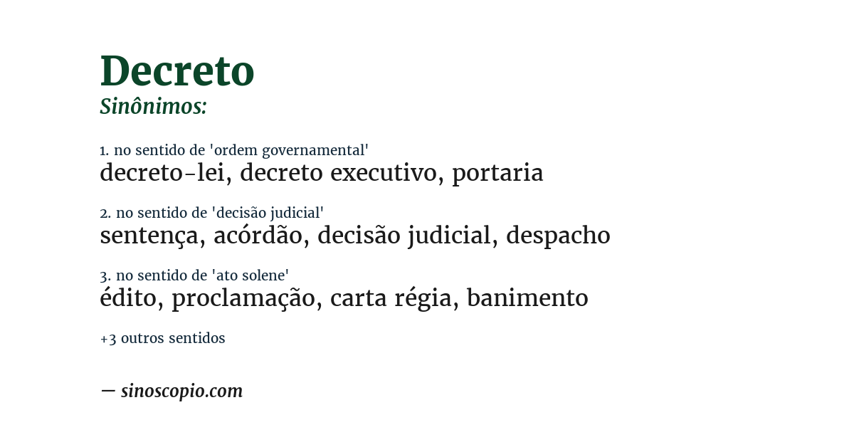 Sinônimo de decreto