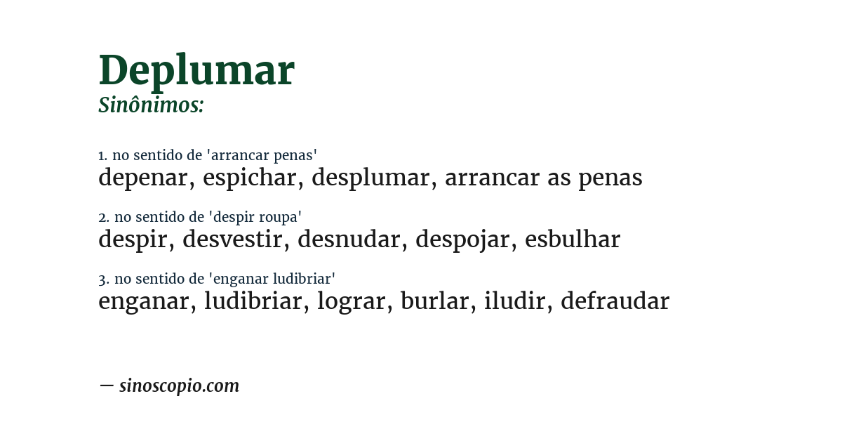 Sinônimo de deplumar