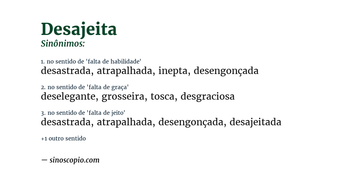 Sinônimo de desajeita
