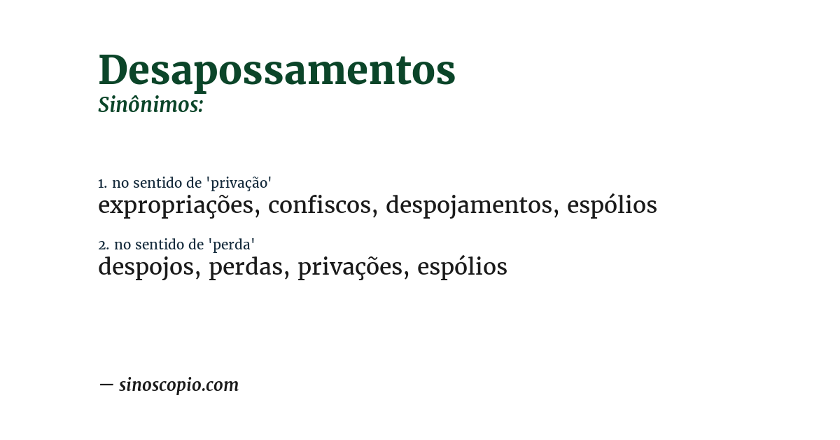 Sinônimo de desapossamentos