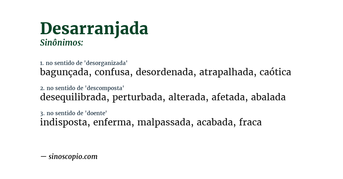 Sinônimo de desarranjada
