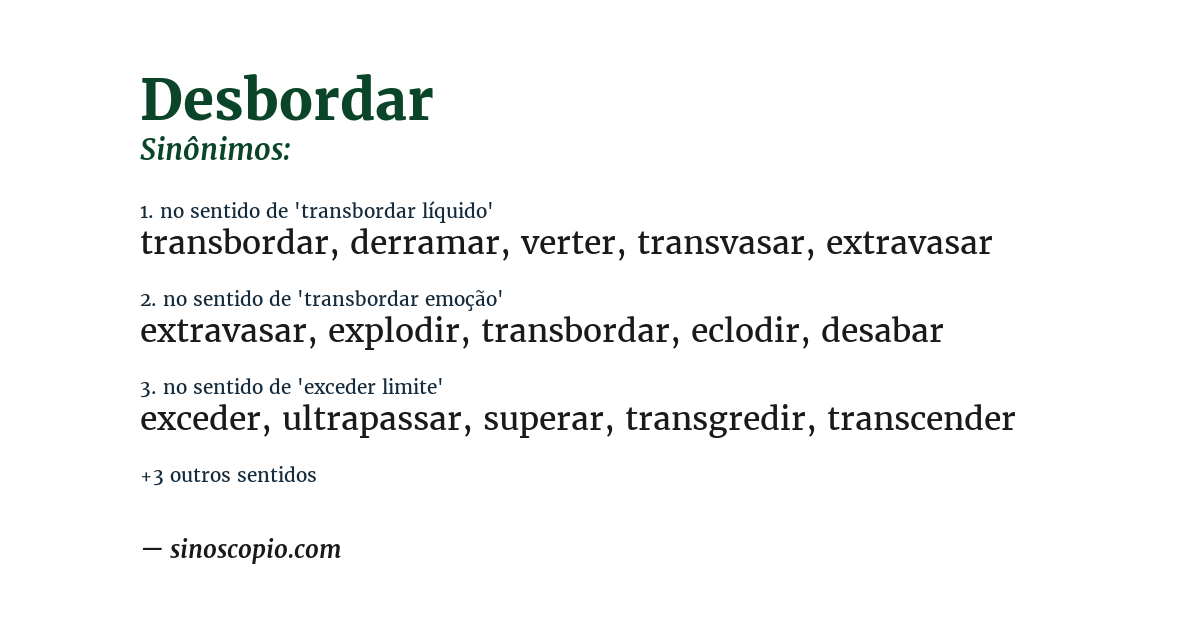 Sinônimo de desbordar