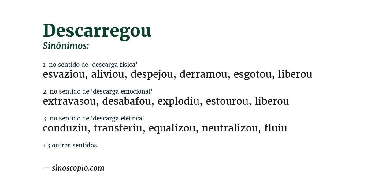 Sinônimo de descarregou