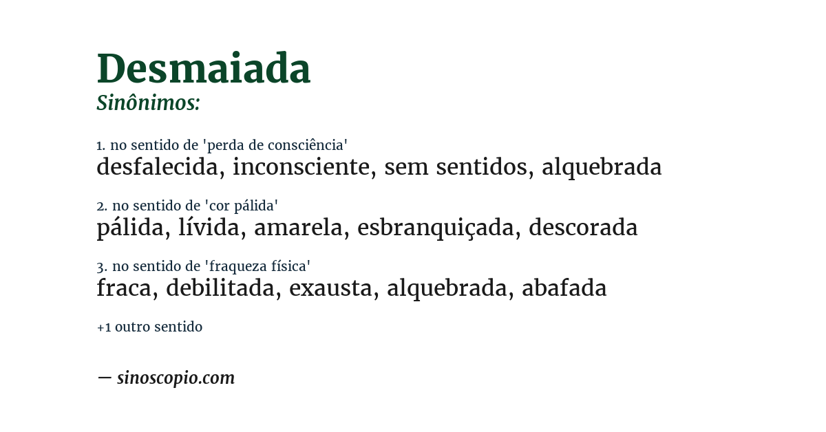 Sinônimo de desmaiada