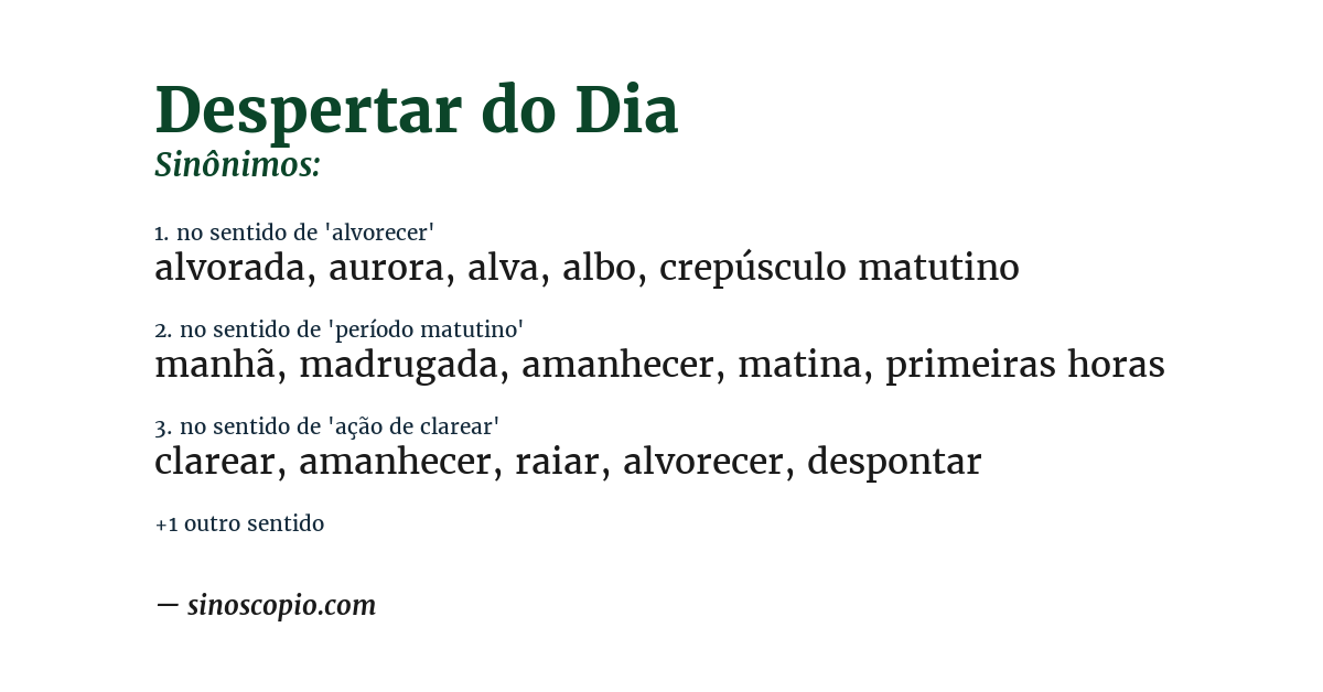 Sinônimo de despertar do dia