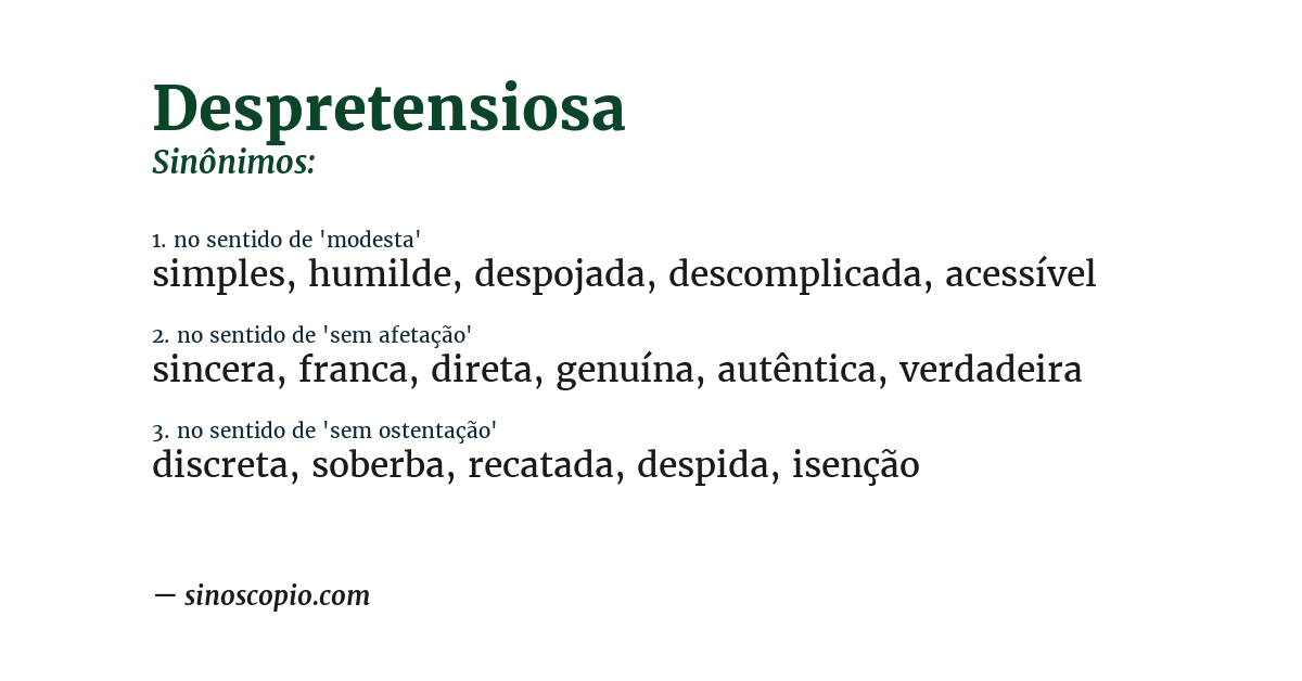 Sinônimo de despretensiosa