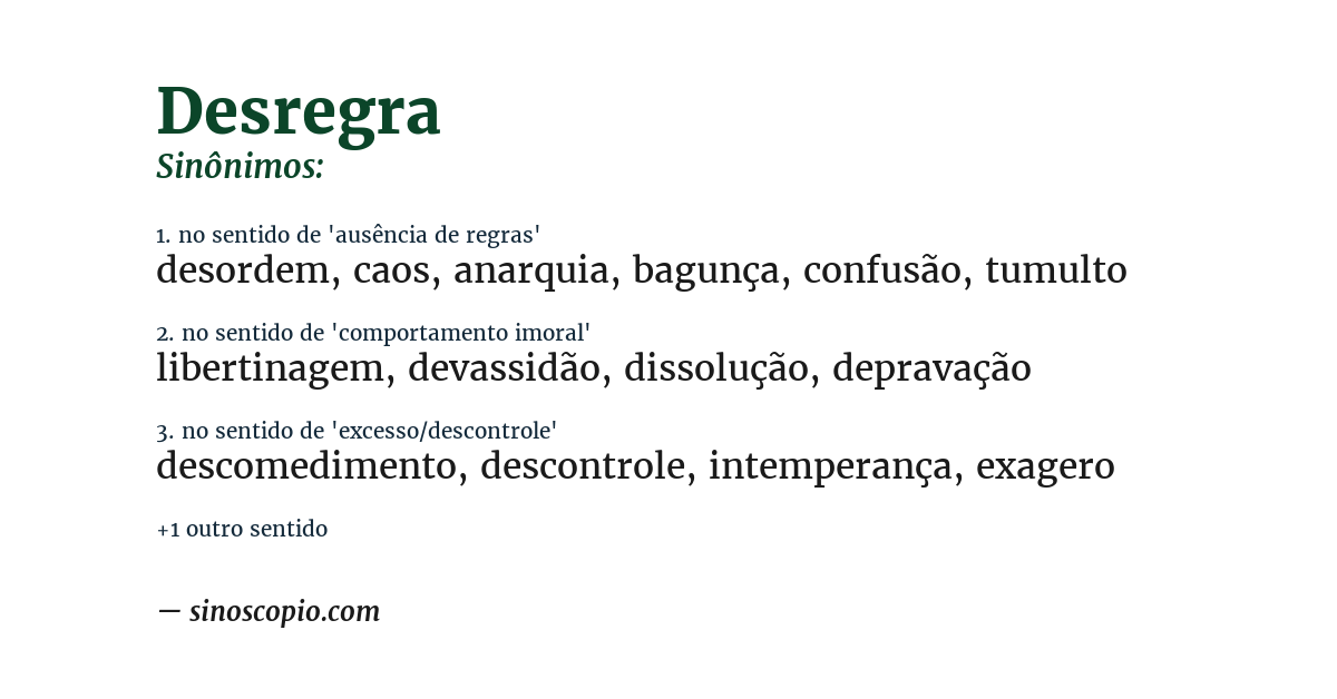 Sinônimo de desregra