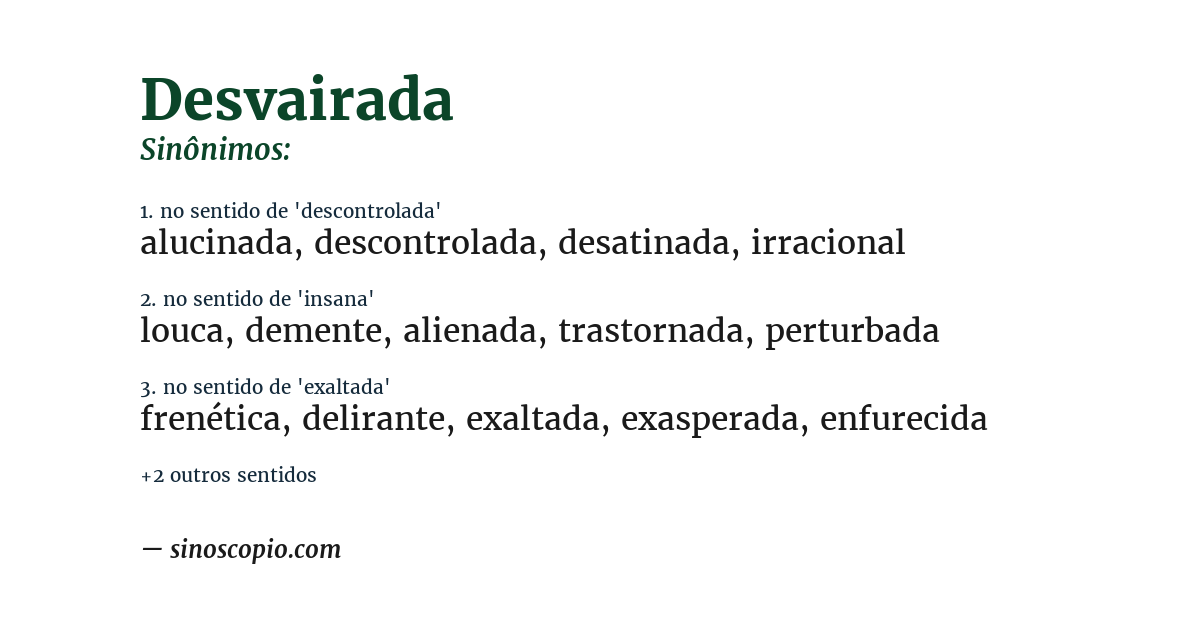 Sinônimo de desvairada