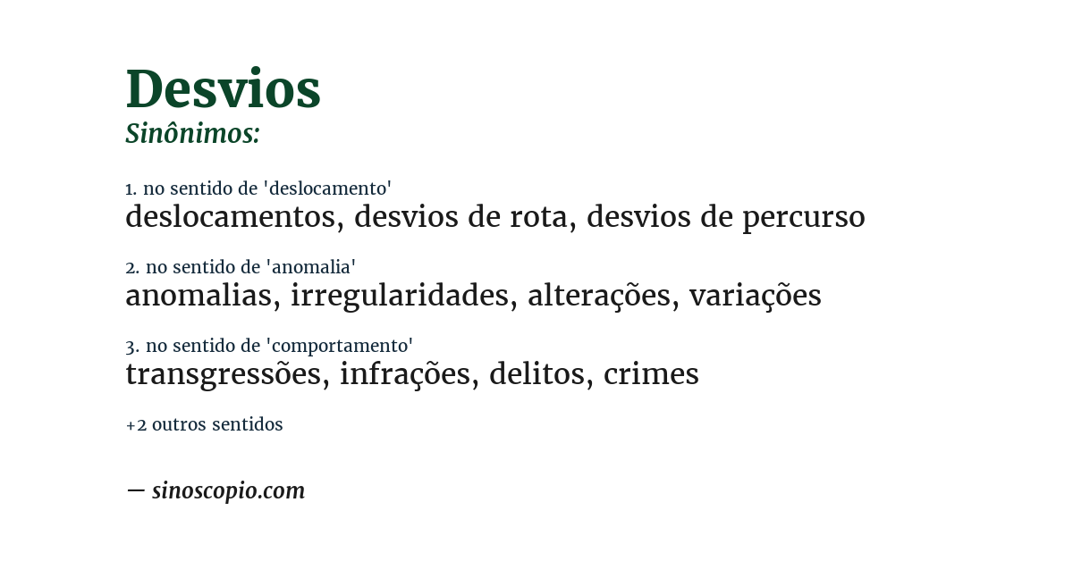 Sinônimo de desvios
