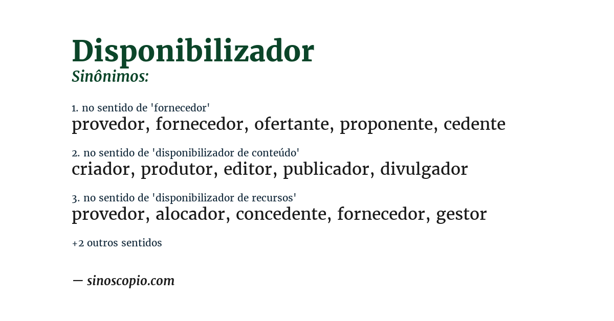 Sinônimo de disponibilizador