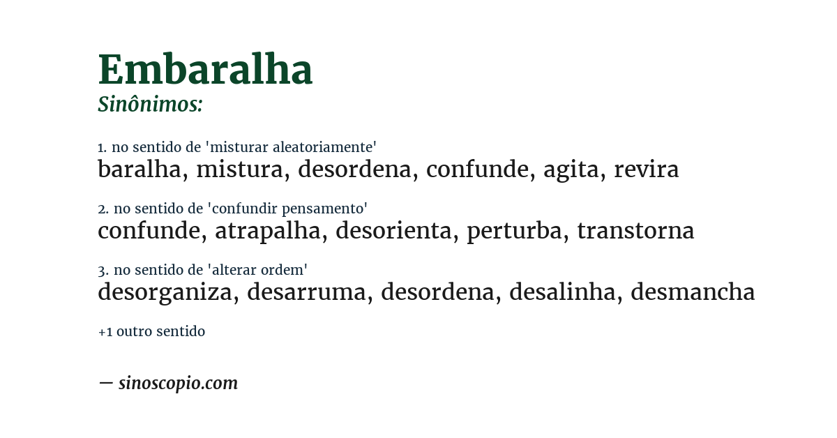 Sinônimo de embaralha