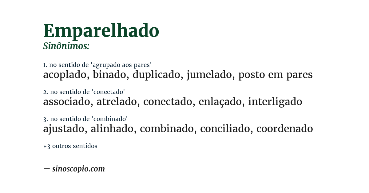 Sinônimo de emparelhado