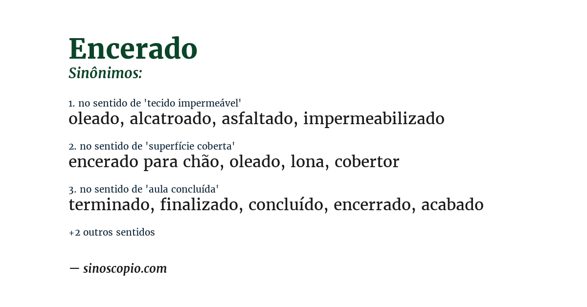Sinônimo de encerado
