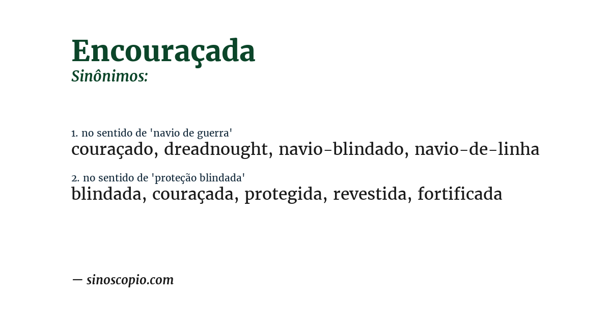 Sinônimo de encouraçada