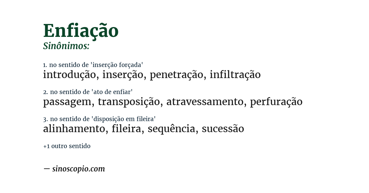 Sinônimo de enfiação