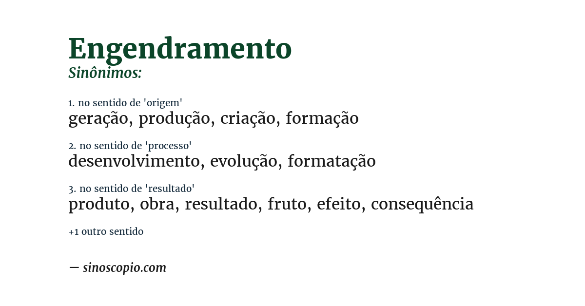 Sinônimo de engendramento