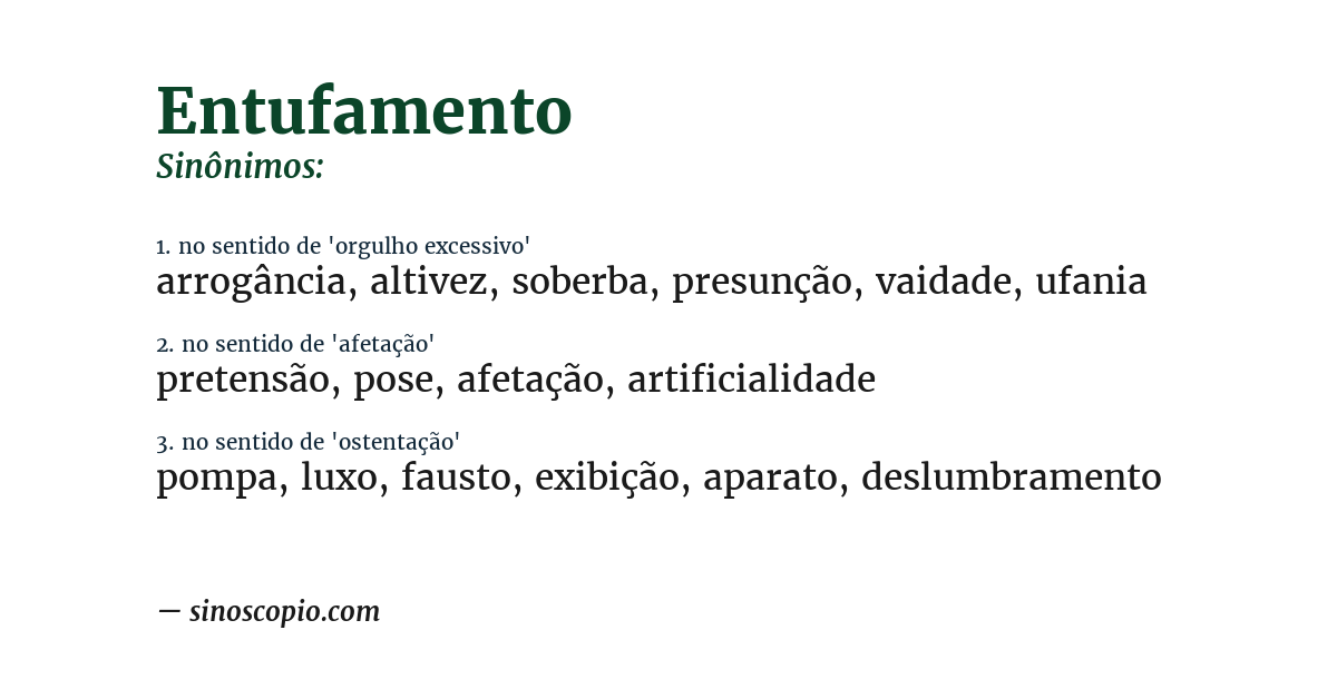 Sinônimo de entufamento