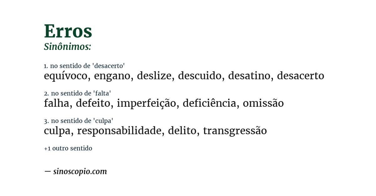 Sinônimo de erros