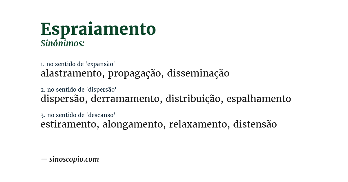 Sinônimo de espraiamento